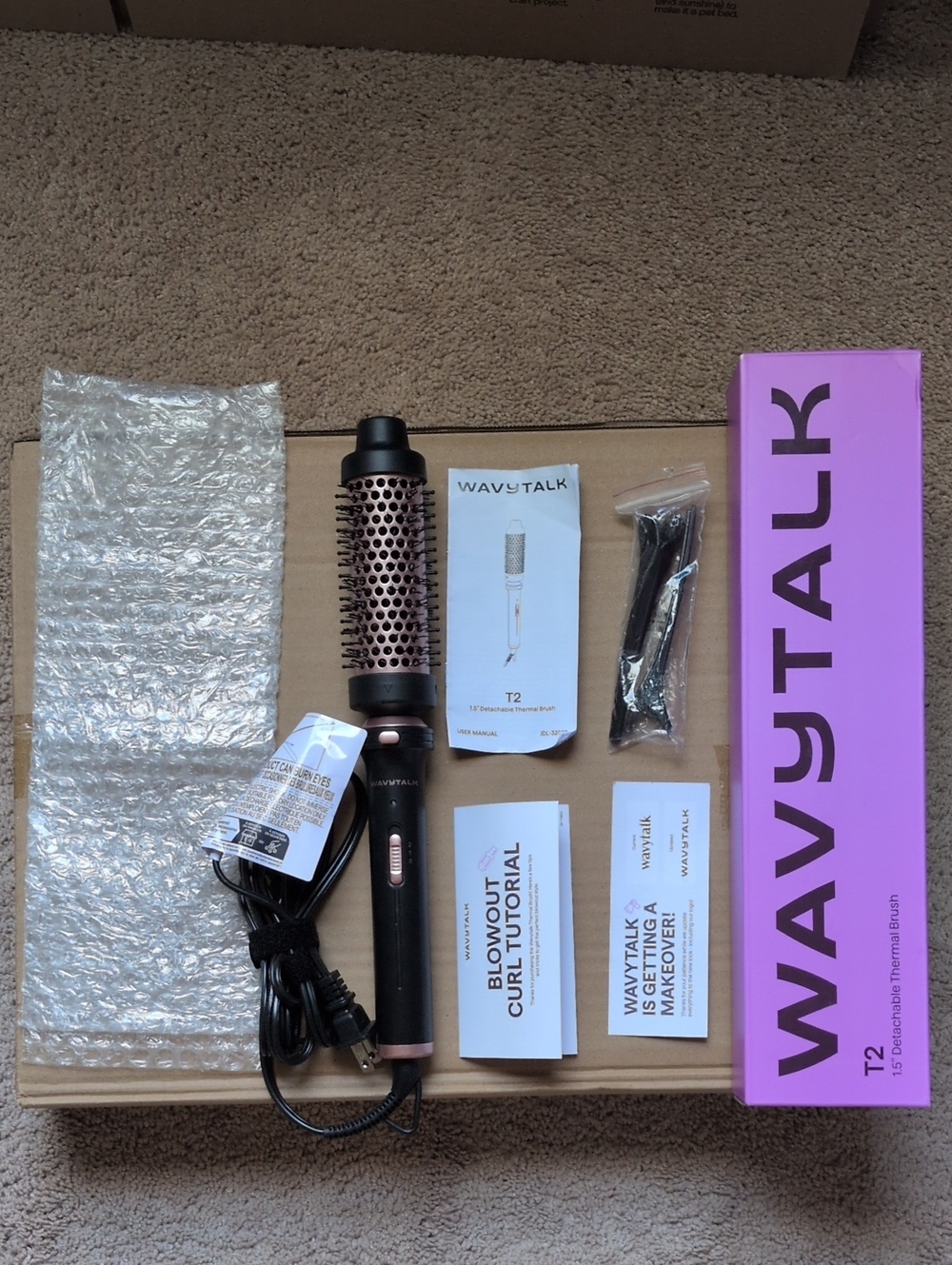 Wavytalk T2 Black and Rose Gold 1.5" Thermal Round Brush